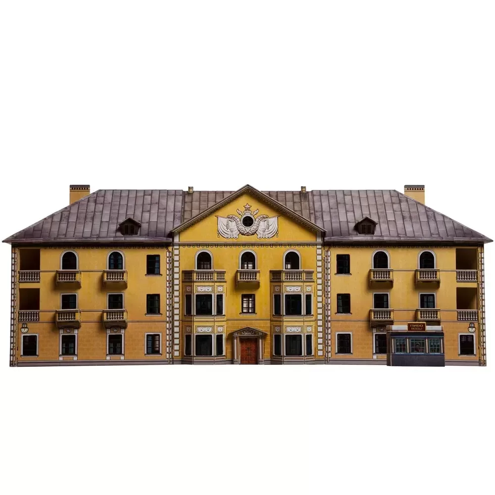 Stalinka. Daudzdzīvokļu mājas modelis. Salikts kartona