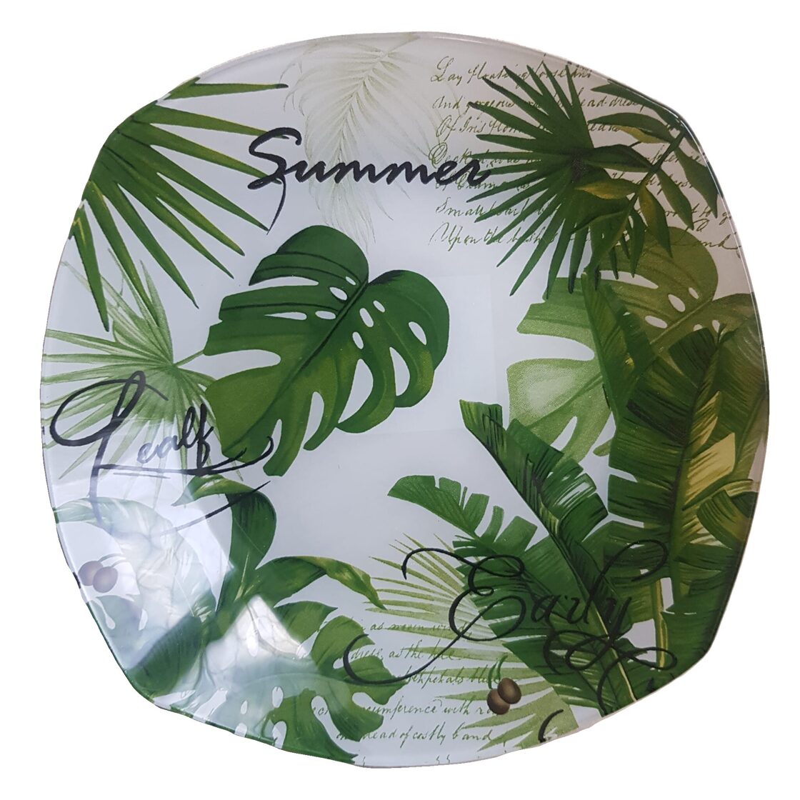 Dekoratīvs stikla šķīvis Monstera, 20 ×