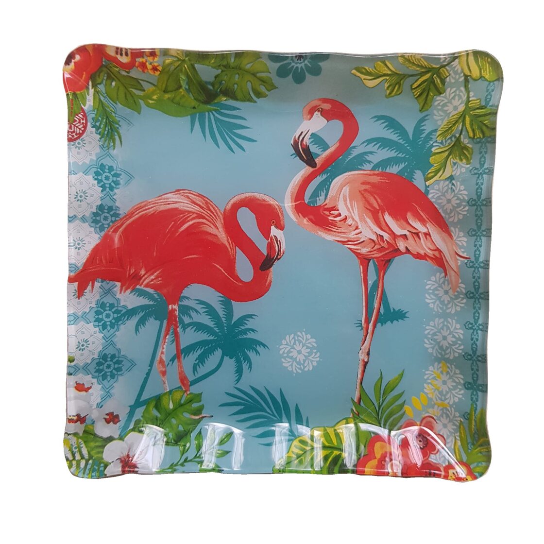 Dekoratīvs stikla šķīvis Flamingo, 17 ×