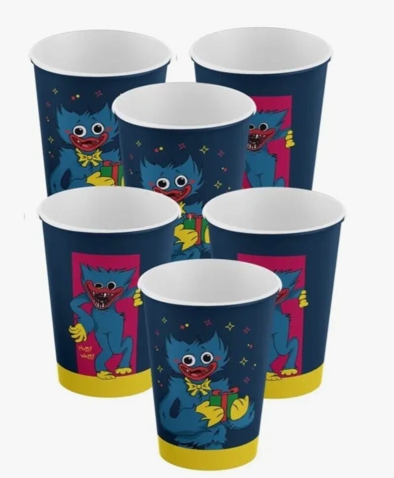 Huggy Wuggy vienreizlietojamās papīra glāzes, 250