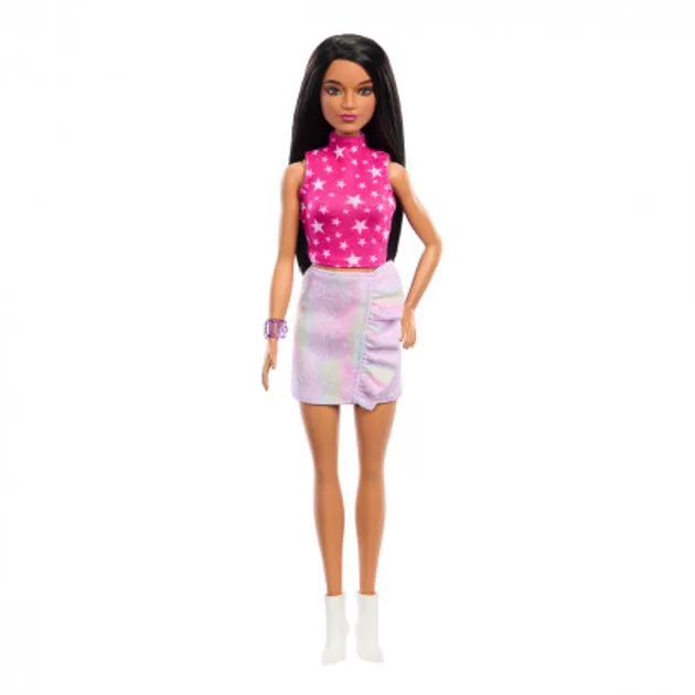 Lelle Barbie Fashionista rozā zvaigžņotā topā