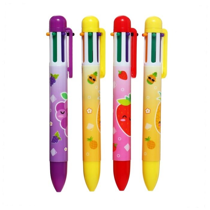 Ручка шариковая Calligrata, автоматическая, 6-ти цветная, с рисунком 1 штука