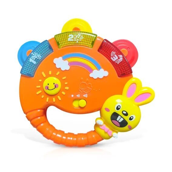 Muzikāla rotaļlieta - Tamburīna, skaņas un gaismas efekti, 15 x 6,5 x 17 cm