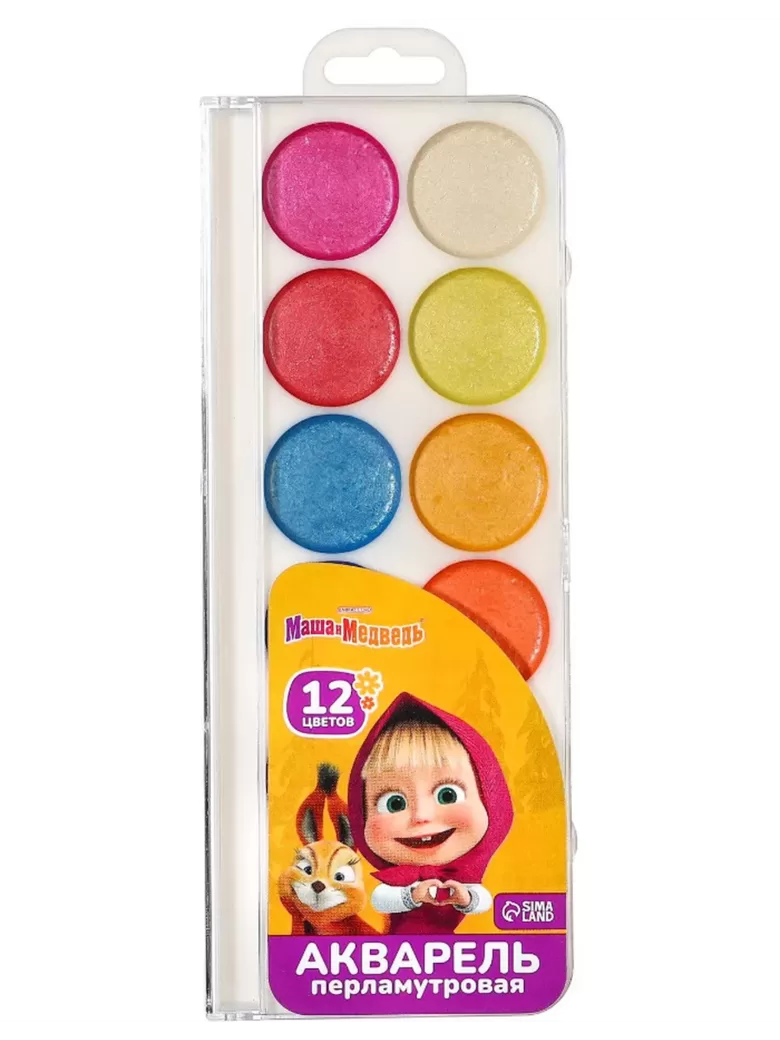 Акварель "Маша и Медведь" 12 цветов