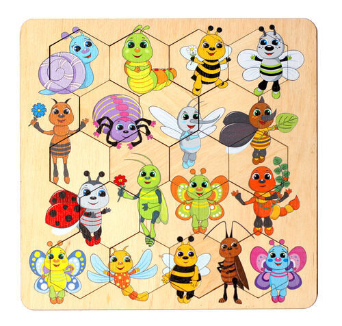 Пазл деревянный «Занимательные соты. Букашки»