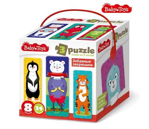 Тройные пазлы «Забавные зверюшки» (24 элемента)