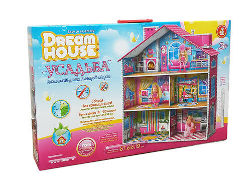 Кукольный трехэтажный домик быстрой сборки «Усадьба»