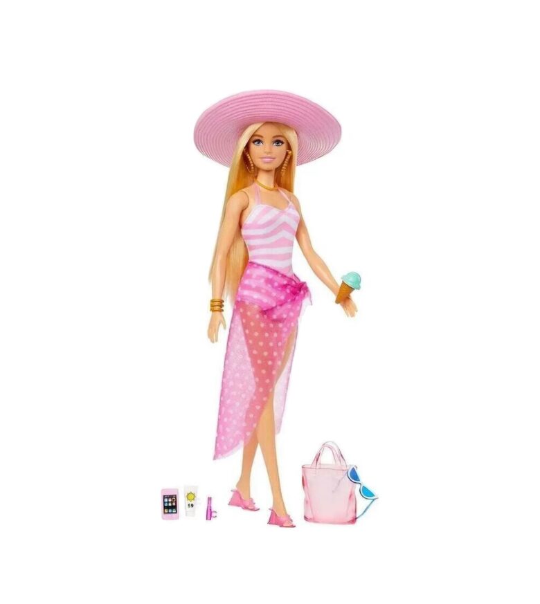 Lelle valkā Lelle ar pludmales aksesuāriem Barbie