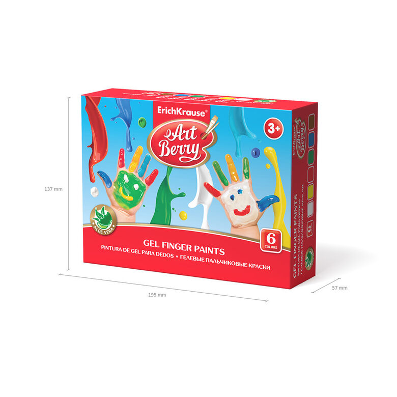 Erich Krause ArtBerry gēla pirkstu krāsas, 6 krāsas, 35 ml katra, ar alveju