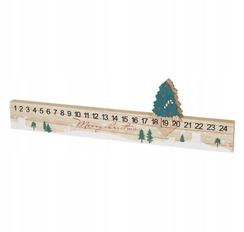 Adventes kalendārs Atpakaļskaitīšana līdz Ziemassvētkiem 38x9,5 cm ar Ziemassvētku eglīti