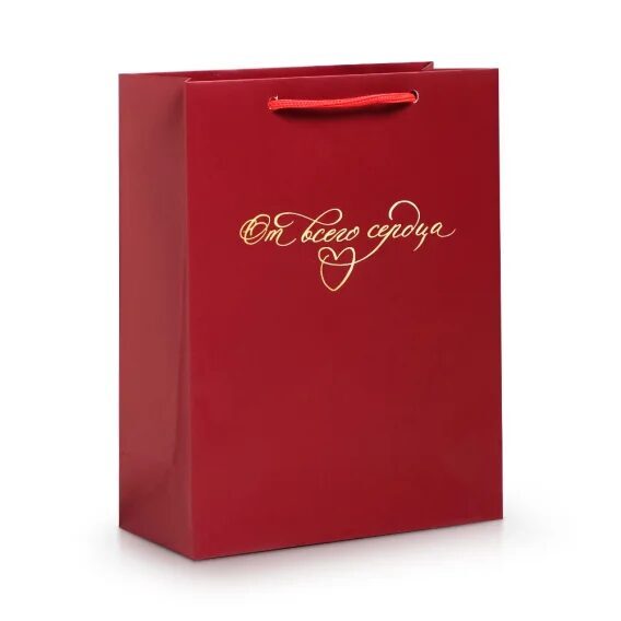 Пакет подарочный - От всего сердца, ламинированный, 18 × 23 × 8 см