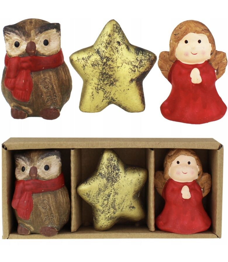 Новогодние фигурки, 3 шт., гипсовые украшения