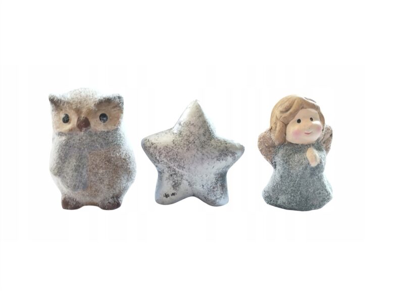 Новогодние фигурки, 3 шт., гипсовые украшения, цвет серебро