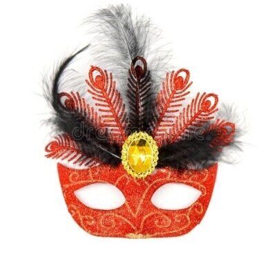 Рождественское украшение – маска в венецианском стиле, красная