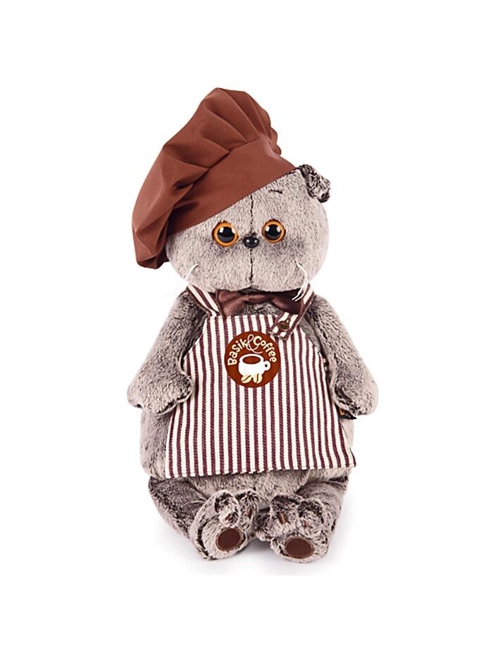 Mīkstā rotaļlieta "Basik, barista kaķis", 22 cm