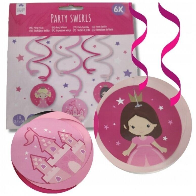 Papīra piekarināmais dekors "Princese", 6 gab