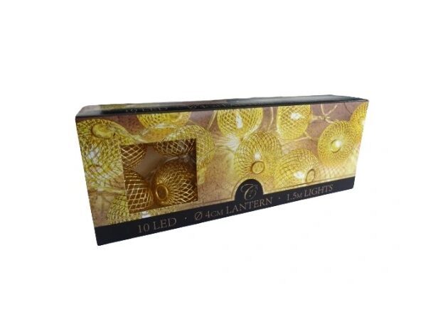 Светодиодная гирлянда с металлическими шариками, золотая