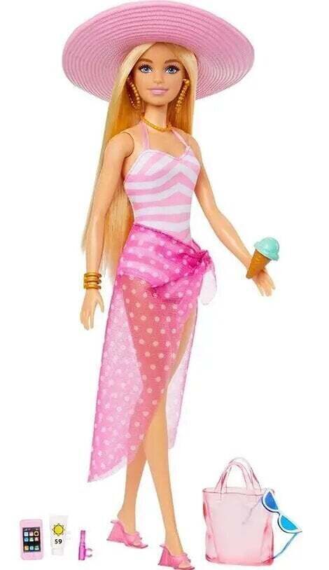 Lelle valkā Lelle ar pludmales aksesuāriem Barbie