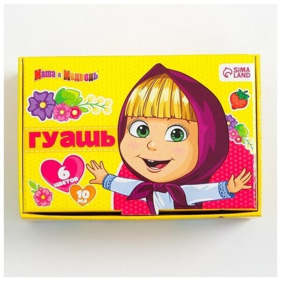 Guaša 6 krāsas, katra 10 ml, Maša un Lācis