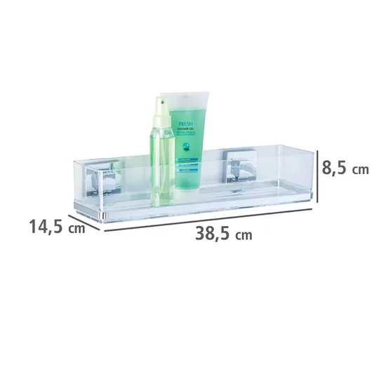 Wenko Vacuum-Loc® Maxi Quadro sienas plaukts, 38,5 x 8,5 x 14,5 cm, nerūsējošais tērauds, plastmasa