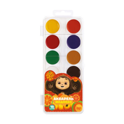 Čeburaška akvareļu krāsas, 12 krāsas