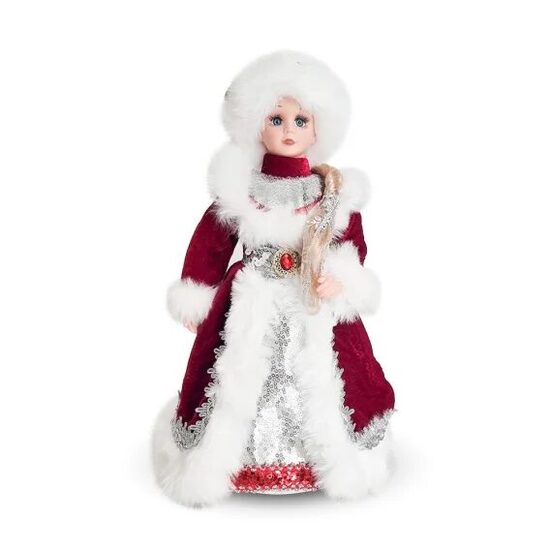 Figūra - Sniegmeita bordo kažokā ar nodalījumu konfektēm, 35 cm