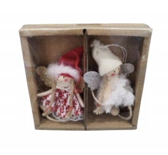 2 eņģeļu leļļu Ziemassvētku rotājumu komplekts