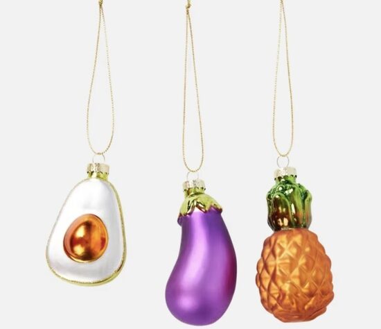 Ziemassvētku eglīšu rotājumu komplekts, Augli 9,6 cm 3 gab.