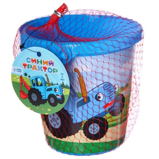 Ведро детское для игры с песком, Синий трактор, пластик, 1 л