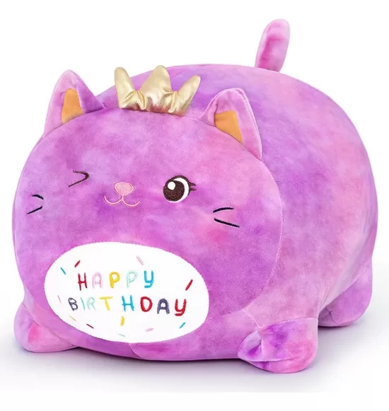 Rotaļu kakis violets "Daudz laimes dzimšanas dienā", 40 cm