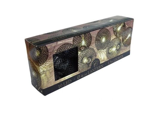 Светодиодная гирлянда с металлическими шариками, черная.