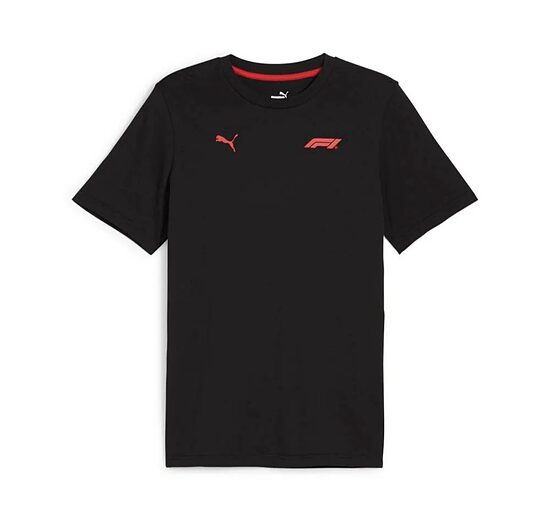 PUMA Formula 1 F1 ESS Small Logo Tee — мужская футболка, чёрная, XS