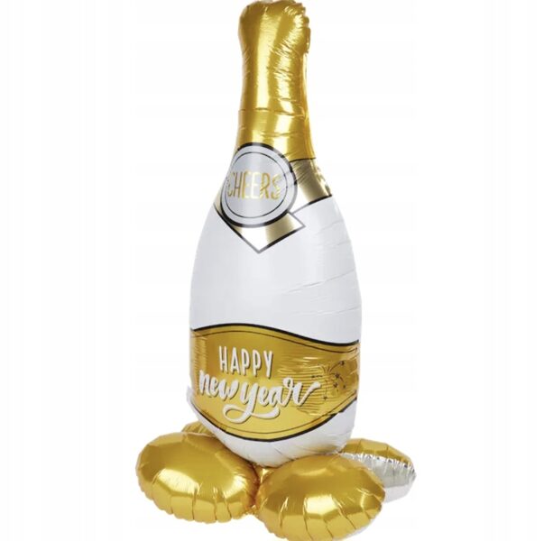Stāvošs folijas balons Pudele šampanietis Jaunais gads Laimīgu Jauno gadu 86 cm