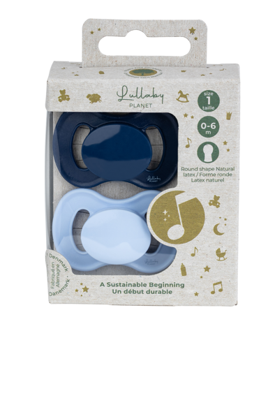 Lullaby Planet apaļie lateksa knupji - 2 iepakojumi - Ice Blue & Navy Peonija - 0-6 mēneši - 1 izmērs