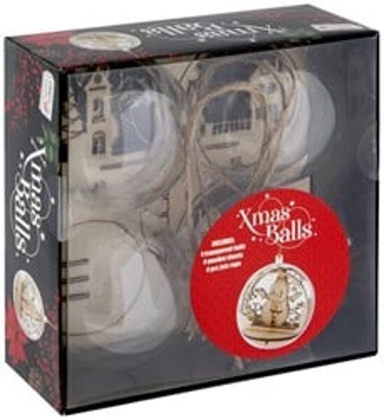 Akrils Deco Ziemassvētku balles komplekts 7 cm 4 gab