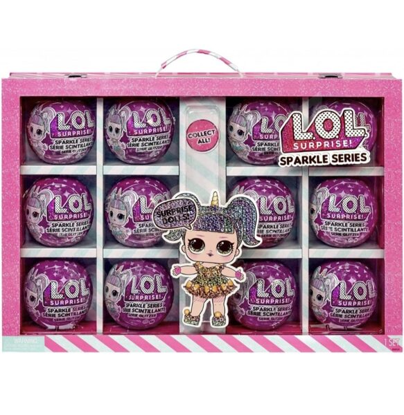 LOL Surprise Glitter sērija — mirdzošās lelles iepakojumā pa 12 — 80+ pārsteigumi ar lellēm