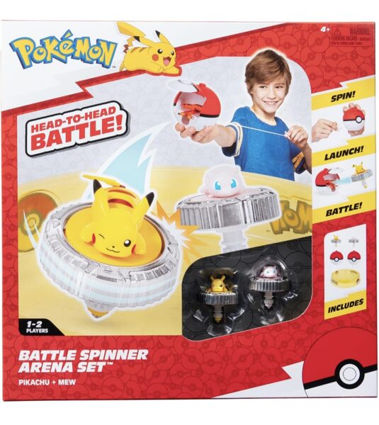 Pokémon PKW4403 Battle Spinner Arena ar Mew un Pikachu oficiālo Pokémon rotaļu komplektu