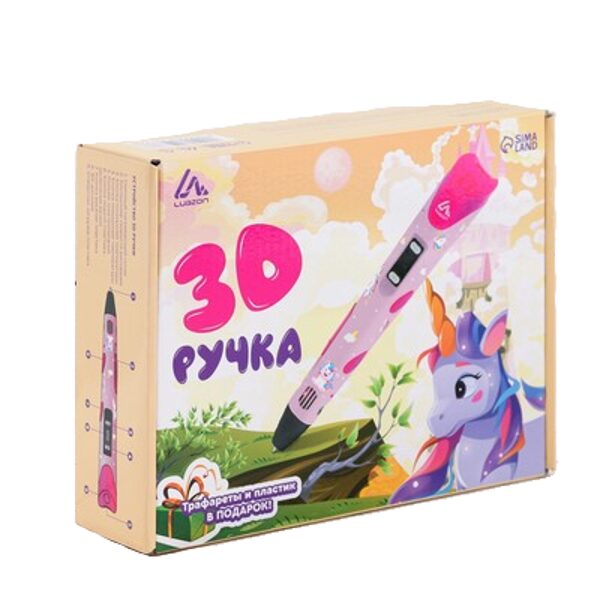 3D ручка Luazon Unicorn, дисплей, работа с пластиком ABS и PLA, пластик в комплекте