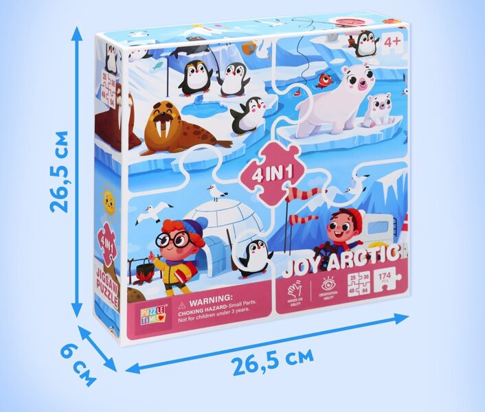 Puzles 4 vienā “Merry Arctic”, 25, 36, 49, 64 elementi