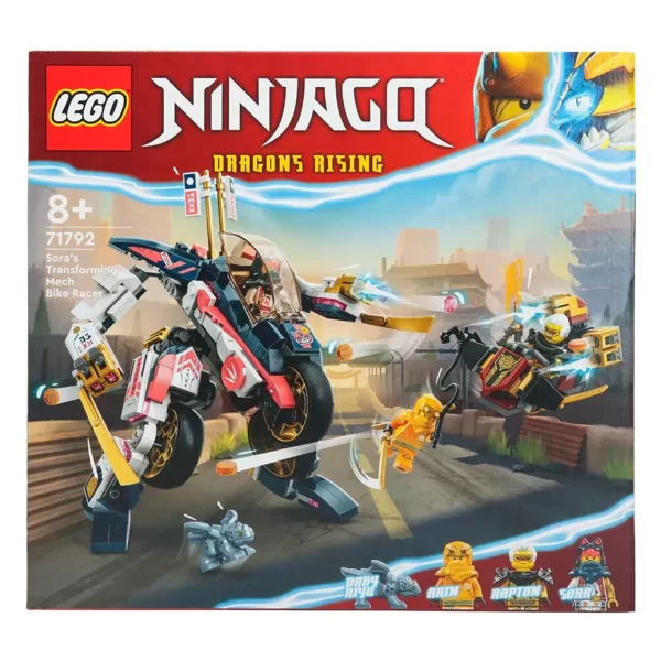 Konstruktors LEGO® NINJAGO® Sora pārveidojamais motocikla sacīkšu robots 71792, 384 gab.