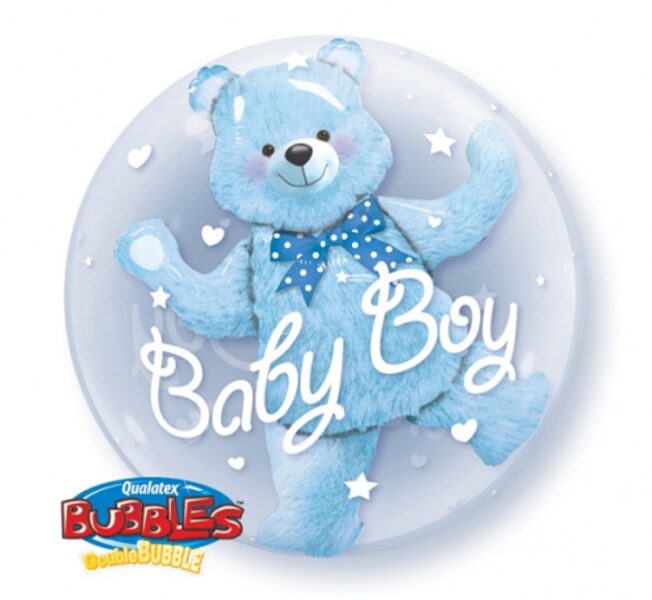 FOLIJA BALONS 24&QUOT; QL BUBBLE DUBULTĀ &QUOT;LĀCĪTIS BALONĀ BABY BOY&QUOT;