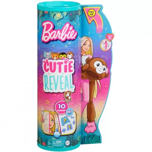 Lelle "Barbie Cutie Reveal Jungle Monkey HKR01", 29 cm