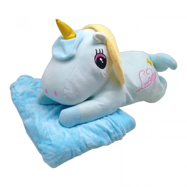 Mīkstā rotaļlieta "Vienradzis", ar segu, zila