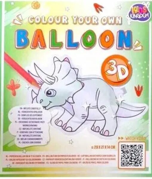 3D DIY Dino krāsojamā papīra balons
