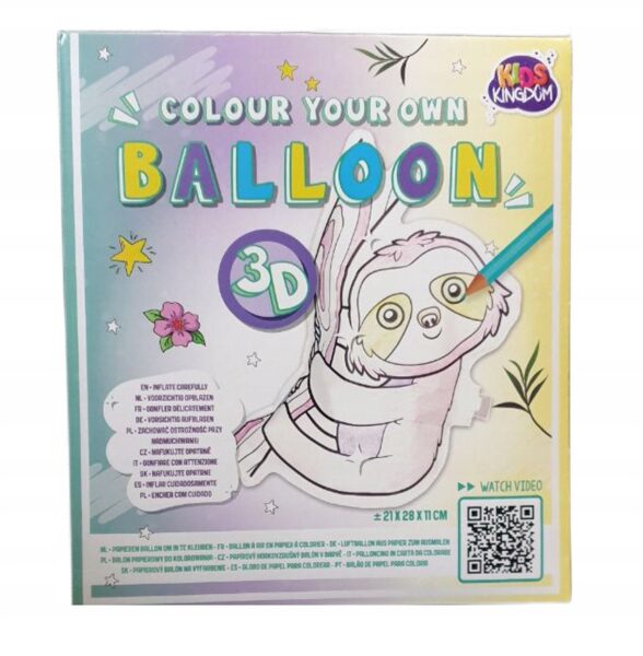 3D DIY krāsojamā papīra balons Sloth